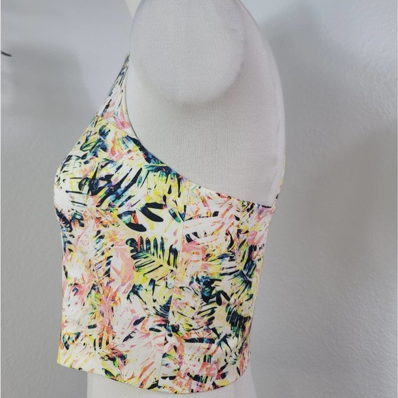 PARKER MULTI-COLORED FLORAL CROPPED HALTER TOP Size SMALL - Picture 6 of 12